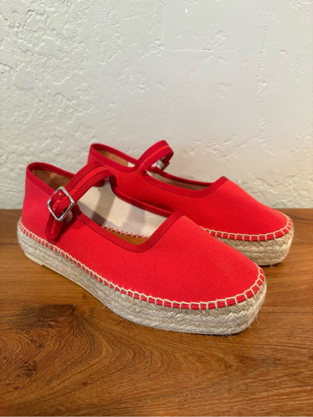 Maeve Mary Jane Red Espadrille Flats size 38